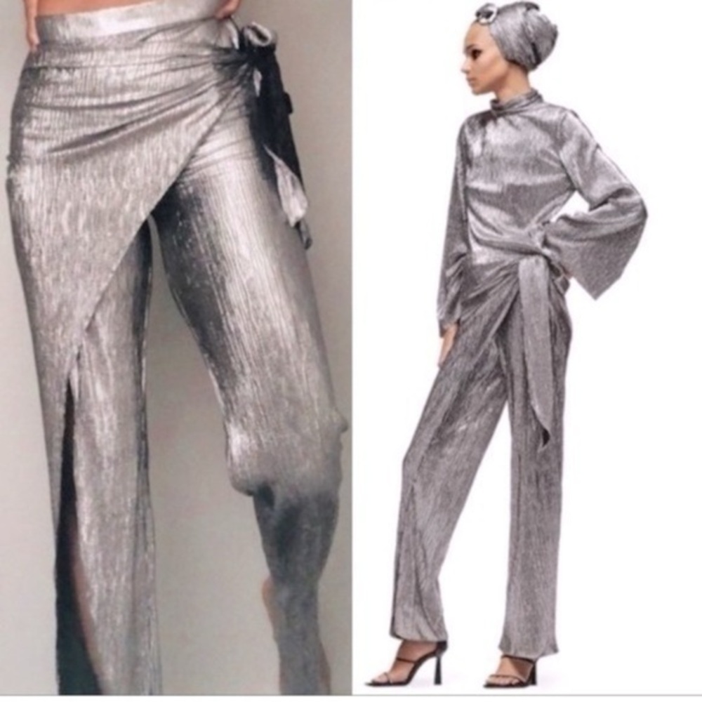 ZARA SPARKLY WRAP FRONT PANTS 8760/108